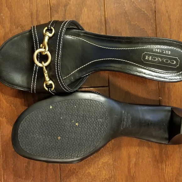 Gently used pair of Coach Stack Heal Mules Size - Picture 3 of 4